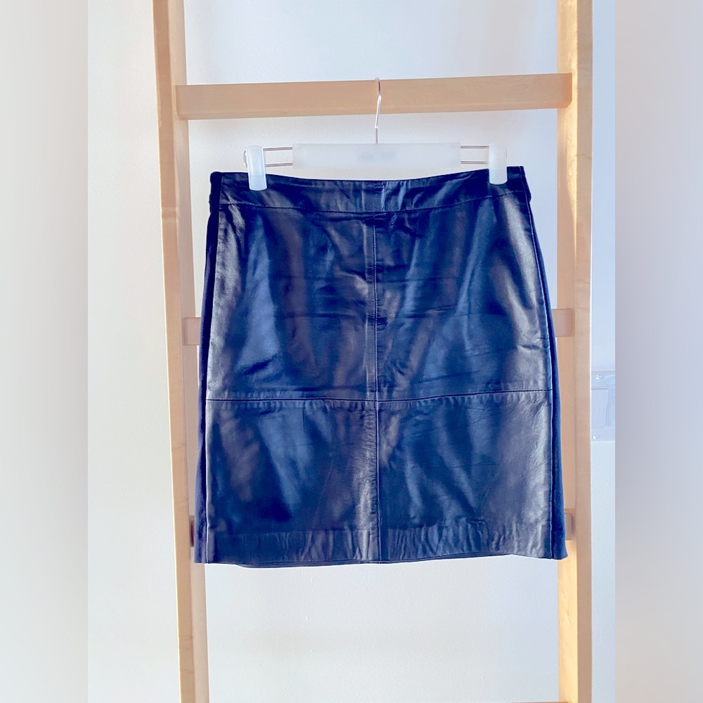 S.Oliver Leather skirt with stretch fabric sides | Dark Blue Size 8